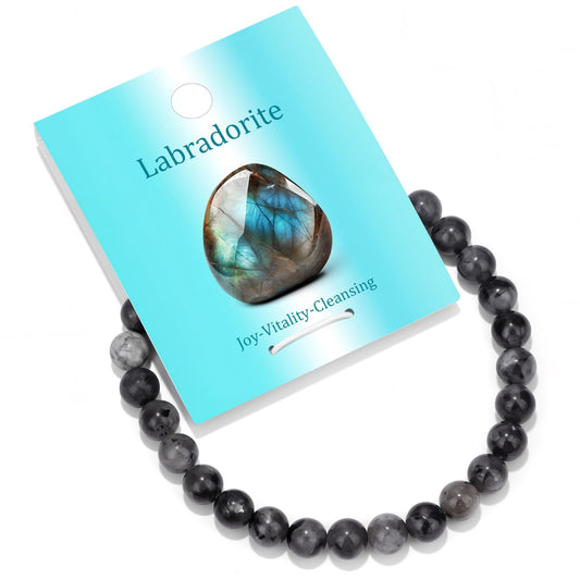 Vinswet Healing Crystal Bracelets for Women Men 6mm Labradorite Natural Stone Beaded Stretch Bracelet Handmade Gemstone Reiki Spiritual Jewelry Gifts