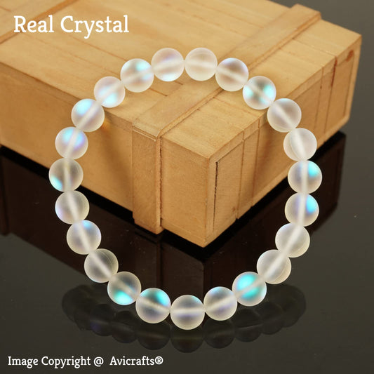 Avicrafts White Mystic Aura Quartz Bracelet, Mermaid, Crystal, Healing, Iridescent, Angel Aura Quartz Bracelet