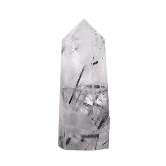 Large Black Rutilated Quartz Crystal Tower Healing Crystal Wand For Spiritual Use Hexagonal Point Reiki Chakra Gemstone Home Office Decor For Gift