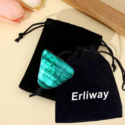Erliway Malachite Healing Crystal Stones, 1.25-2.0" Large Reiki Healing Gemstones Natural Tumbled Polished Stones for Energy Witchcraft Therapy Meditation