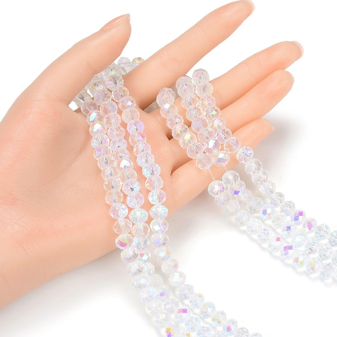 350pcs Czech Faceted Rondelle Crystal Glass Loose Beads 8mm Spacer Bulk Crystal AB for DIY Craft Jewelry Making CCR802