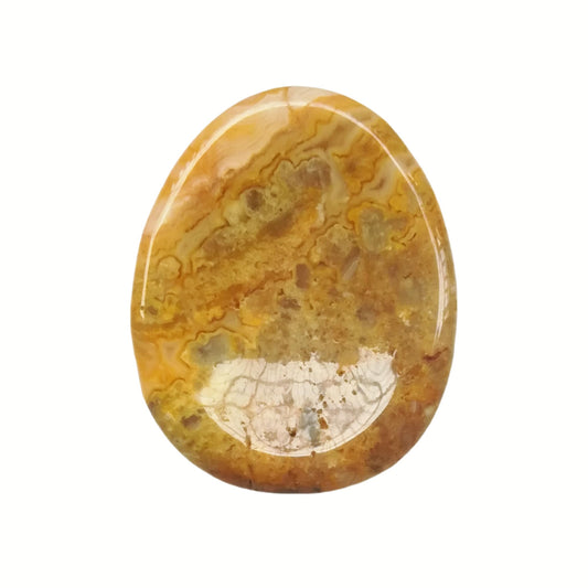 Bacatgem Natural Yellow Crazy Lace Agate Water Drop Chakra Thumb Worry Stone,Stress Relax Healing Reiki Crystal Pocket Palm Stones