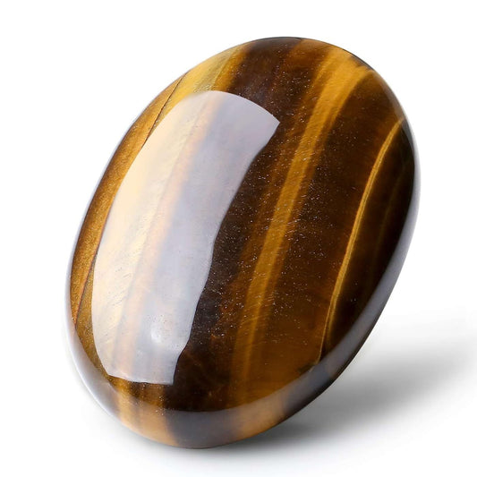 LAIDANLA Tiger's Eye 2.4" Large Palm Stone Healing Crystals Natural Gemstones Calming Effects Energy Balancing Reiki Polished Worry Stone Cleansing Protection Anxiety Stress Relief Therapy 1PC