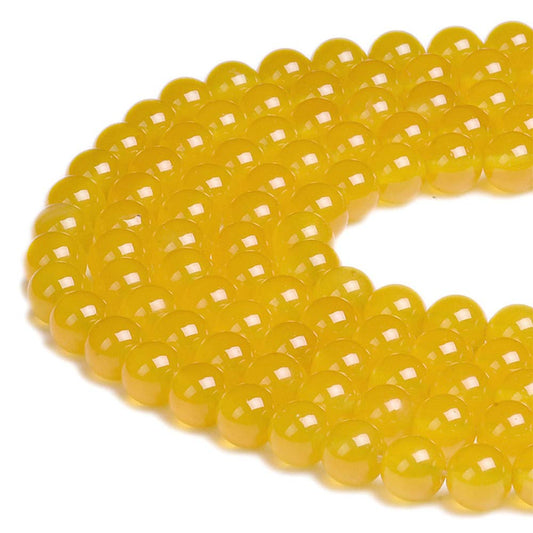 PLTbeads Natural Gemstone Loose Beads Smooth Round Approxi 15 inch DIY Bracelet Necklace for Jewelry Making (6mm, Yellow Agate)