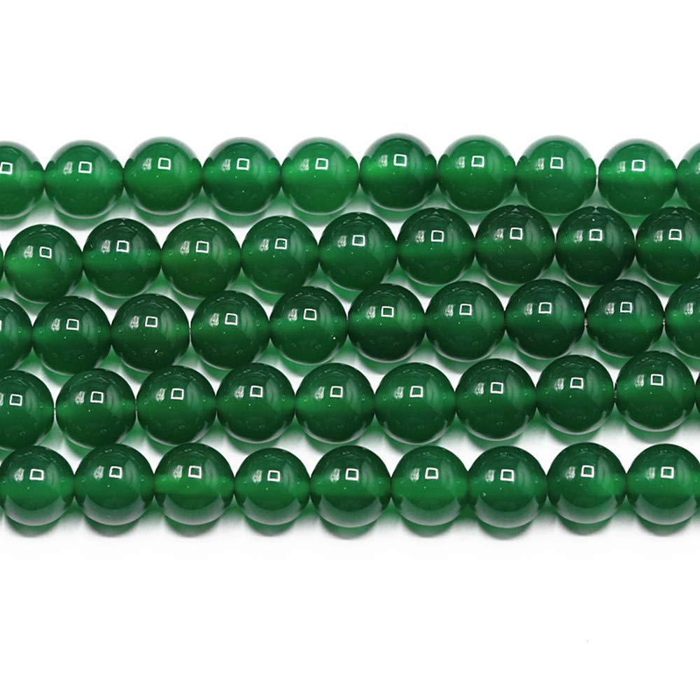 PLTbeads Gorgeous Green Agate Natural Gemstone Loose Beads 8mm Smooth Round Approxi 15 inch DIY Bracelet Necklace for Jewelry Making
