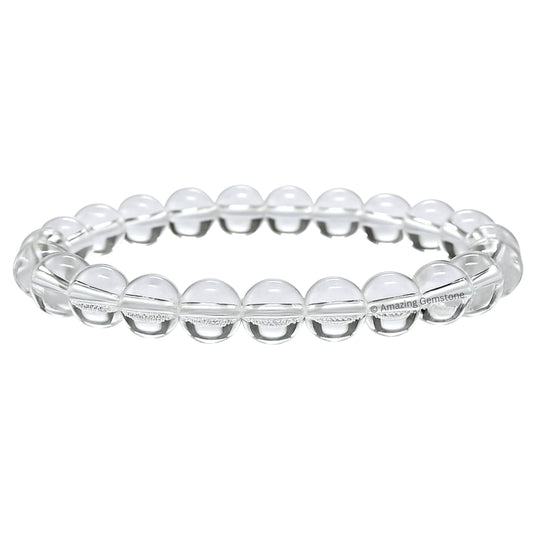 Amazing Gemstone Crystal Bracelet for Women Men's Gifts - Protection Healing Crystal Bracelet - 8mm Gemstone Beaded Stretchable Bracelet Pulseras Para Hombres Mujer Stocking Stuffers Mothers Day Gift (Clear Quartz)