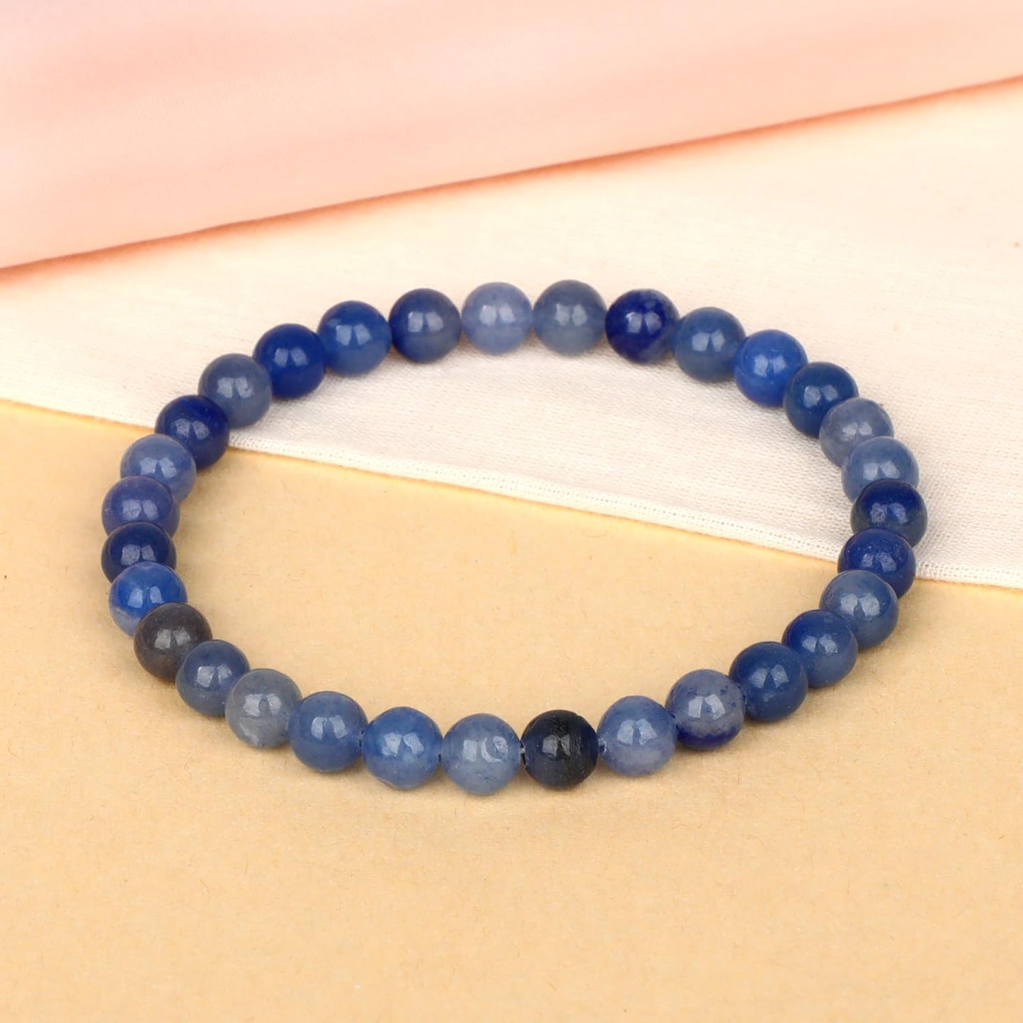 LPBeads Handmade Natural Gemstone Stretch Elastic 6mm Blue Aventurine Bracelet Healing Crystal Round Stone Beads Jewelry Gifts for Women Men
