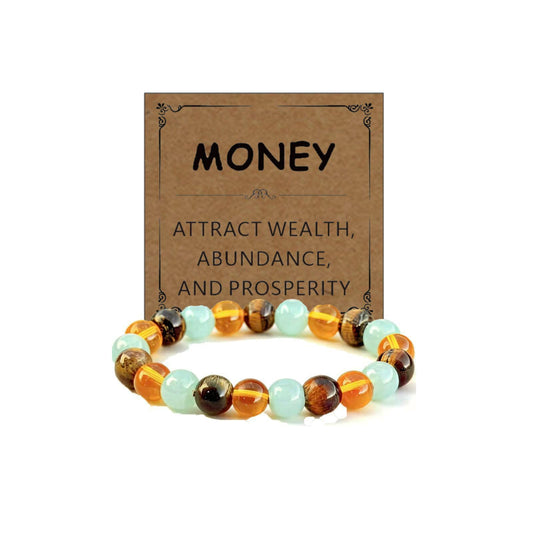 Adjustable Crystal Money Bracelets for Women Aventurine & Tiger-Eye Stone Beaded Bracelet Wealth Attraction Feng Shui Good Luck Elastic Bracelets Natural Healing Protection Jade Spiritual Jewelry (Wealth-Tiger's Eye + Green)