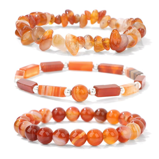 IVY TAILI 3 Pcs Carnelian Bracelet for Women 8mm Carnelian Crystal Bracelet for Women Carnelian Jewelry Natural Healing Protection Stone Bracelets Beaded Bracelets Gift for Men Women
