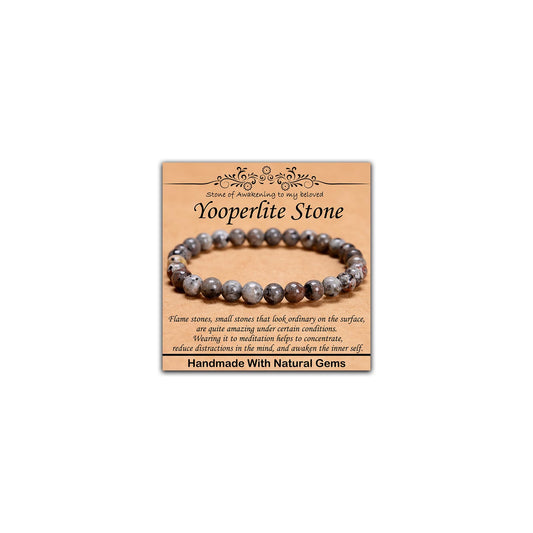 CHCCOYE 6mm Natural Healing Gemstone Bracelet Handmade Yoga Stretch Elastic Bracelet Stress Relief Crystal Jewelry for Men and Women (6mm,Yooperlite Stone)