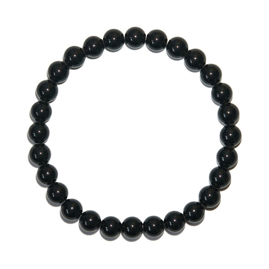 BANANE LAB Black Obsidian Bracelet for Men Women 6mm - Real Natural Crystal Bead Stretch Bracelets - Classic Unisex Protection Stone Jewelry - Standard 6.5" Wrist Fit with DIY Repair Kit
