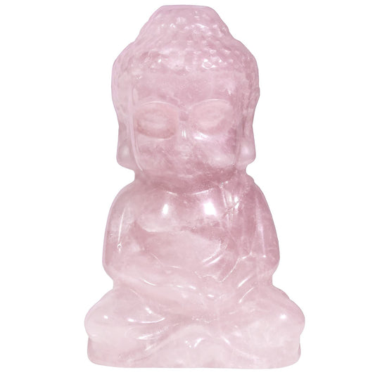 mookaitedecor Rose Quartz Meditating Buddha Crystal Figurine Crystal Healing Pocket Stone Carved Statue for Home Feng Shui Decoration 1.9 inch