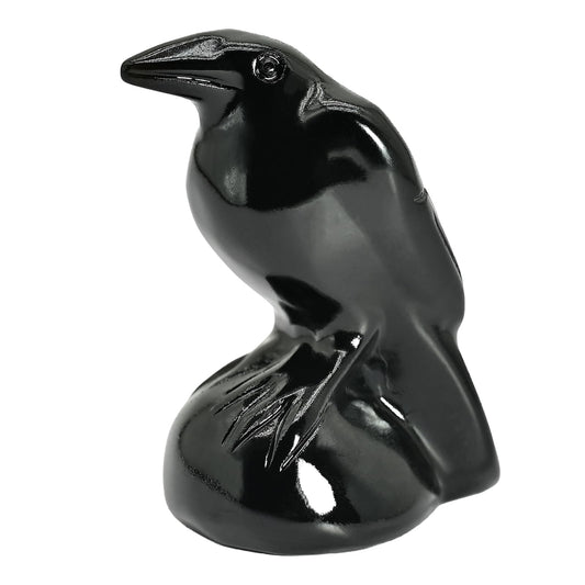 DZJXBZhu Obsidian Crystal Raven Statue 2" Natural Crystal Crow Figurine Healing Stone Raven Halloween Decor Office Home Decor Gift Collect
