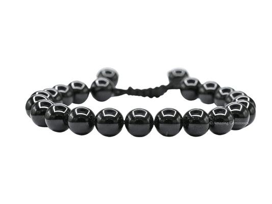 Amazing Gemstone Black Tourmaline Bracelet for Women Men's Gifts - Protection Healing Crystal Bracelet - 8mm Gemstone Beaded Adjustable Bracelet Pulseras Para Hombres Mujer Stocking Stuffers