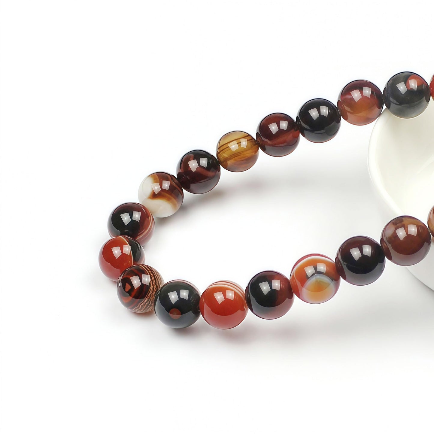 MJDCB Red Coffee Agate Beads Natural Agate Stone Round Loose Beads Ball Handmade Jewelry Bracelet Making DIY (12mm)