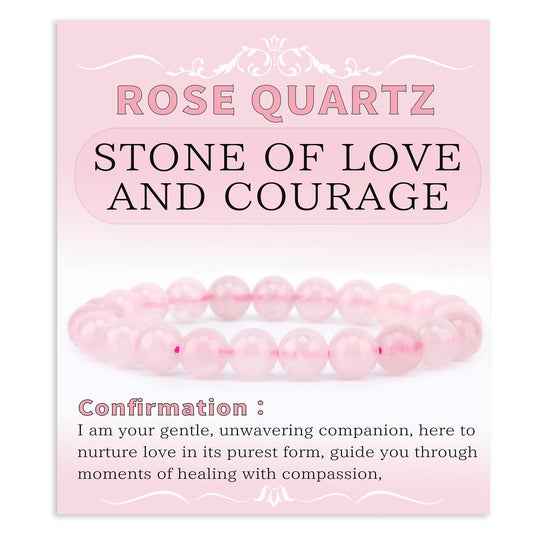 Bymitel 8mm Pink Quartz - Handmade Reiki Gemstone Stretch Bracelet, Natural Beauty & Spiritual Essence, Crystal Healing for Unisex Adults