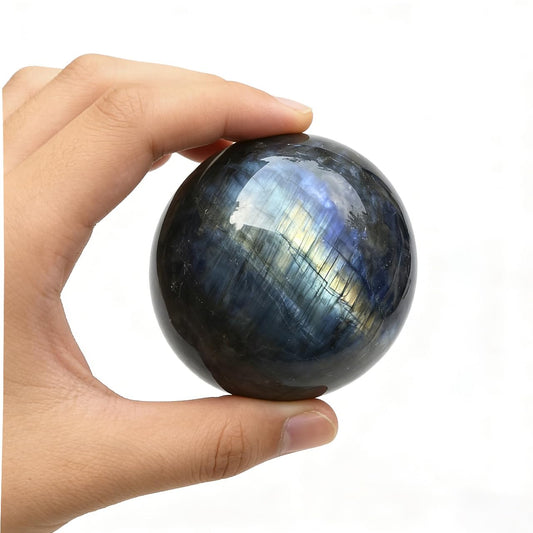 AierCrystal Natural Stone Crystal Sphere Feng Shui Home Decoration Ball Positive Energy Scrying Orb for Meditation Tool for Spiritual Space Purification Globe Diameter 5-6cm Labradorite Sphere