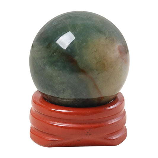 Casaper Natural Indian Agate Ball with Red Jasper Stand, Healing Crystal Sphere for Home Fengshui Yoga Meditation, Reiki Energy Balancing 1.18”(30mm)