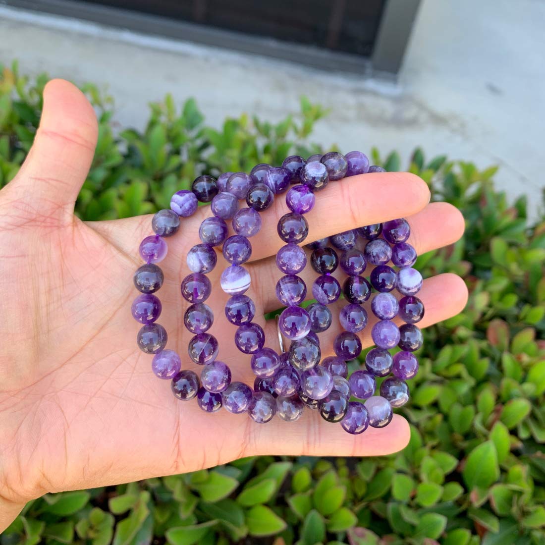 Adabele Real Natural Purple Amethyst Bracelet 8.5 inch Stretch Gemstone Beaded Bracelet Chakra Healing Crystal Stone Jewelry Women Mom Gift (Unisex) GB8-D16