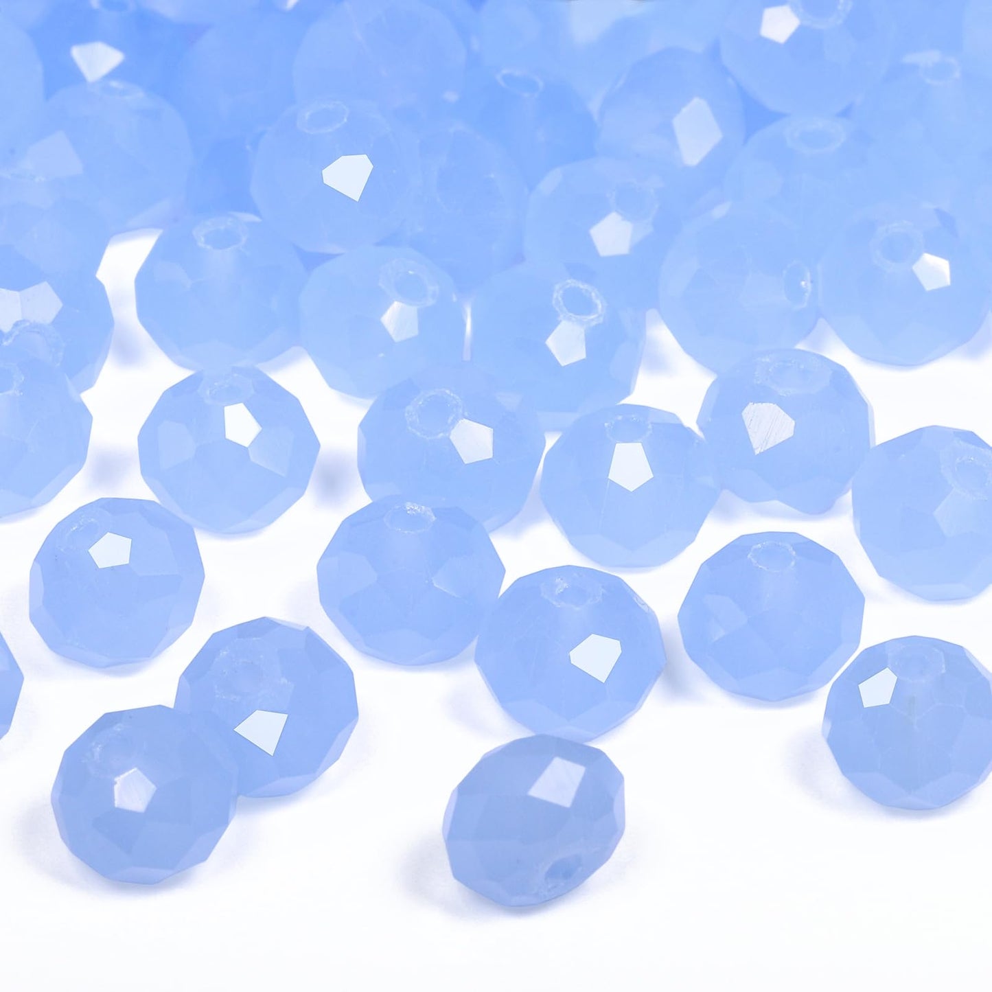 NITOPUPU 300pcs 8mm Crystal Glass Beads for Jewelry Making Faceted Rondelle Flat Porcelain Beads for Bracelets Necklace Earrings DIY Crafts (Blue Porcelain Bead)