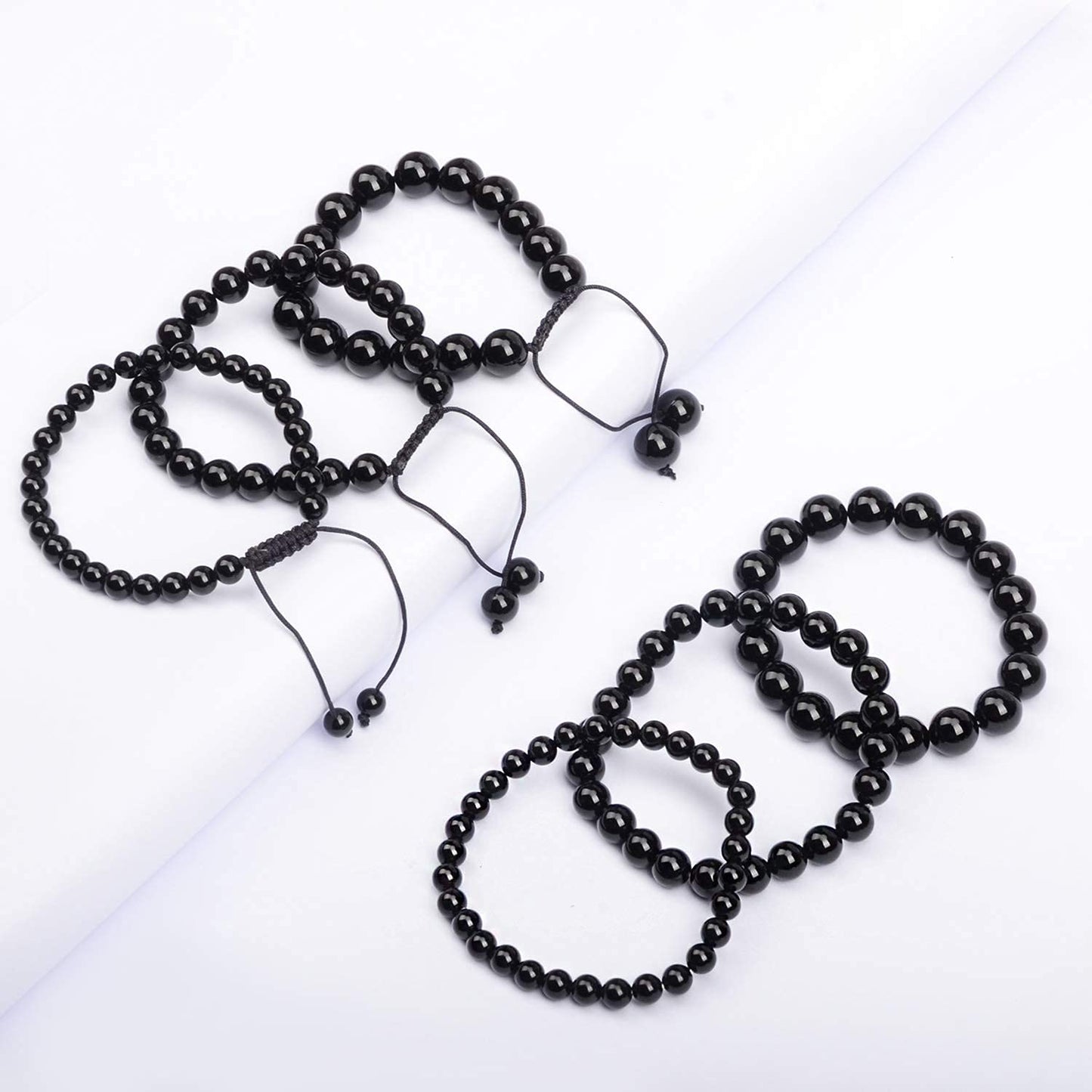 AD Beads Natural Gemstone Round Loose Beads 15" for Bracelet Necklace Earrings Jwelery Making Crafts DIY (8mm, Black Onyx)