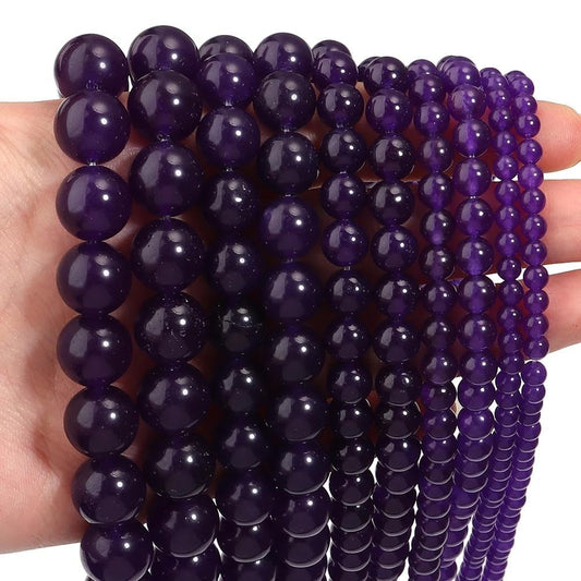 Zenkeeper 108Pcs Purple Natural Stones Chalcedony Beads Spacer Loose Beads Bulk with Holes Handcrafted for DIY Bracelets Jewelry Making Crafts Supplies