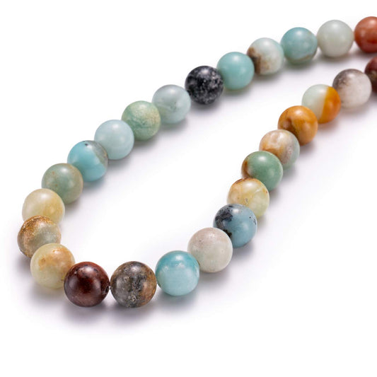 BEADIA Natural Amazonite Jade Stone Round Loose Semi Gemstone Beads for Jewelry Making 10MM 38PCS