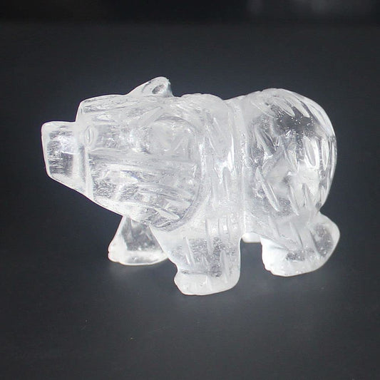 HLbshi Hand Carved Mixed Gemstone Crystal Bear Figurine Animal Carving Statue Home Decor 1.5'' (White Quartz)