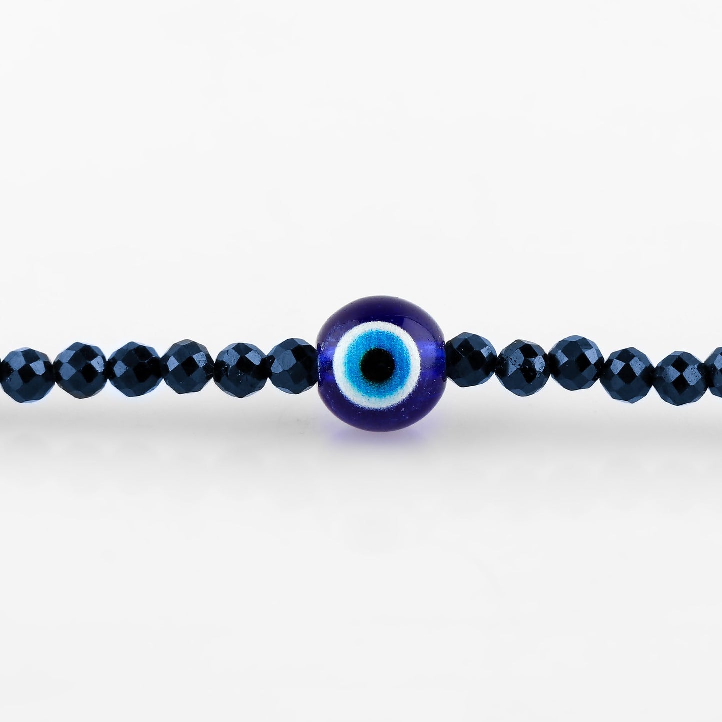 CRYSTALINES Natural Blue Sapphire Gemstone Bracelet, Faceted Crystals Beads Stones, Handmade Hypoallergenic Boho Jewelry for Women, Silver Plated, Birthday Evil Eye Gift for Her, 8inch
