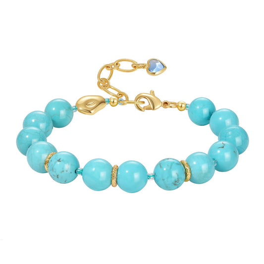 KissYan Beaded Bracelets for Women, Colorful Natural Stone Boho Bead Bracelet for Beach, Handmade Gemstone Summer Jewelry Gifts (Turquoise)