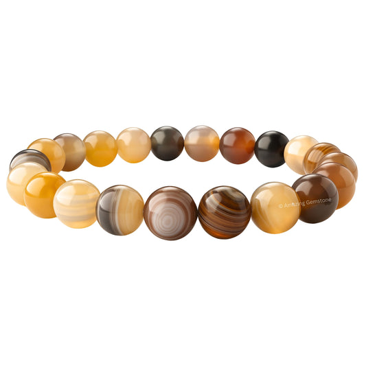 Amazing Gemstone Crystal Bracelet for Women Men's Gifts - Protection Healing Crystal Bracelet - 8mm Gemstone Beaded Stretchable Bracelet Pulseras Para Hombres Mujer Stocking Stuffers Mothers Day Gift (Botswana Agate)