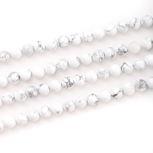 8mm 45pcs DIY Natural White Howlite Stone Beads Round Healing Crystal Gemstone Loose Beads for Jewelry Making Handmade Bracelet Necklace