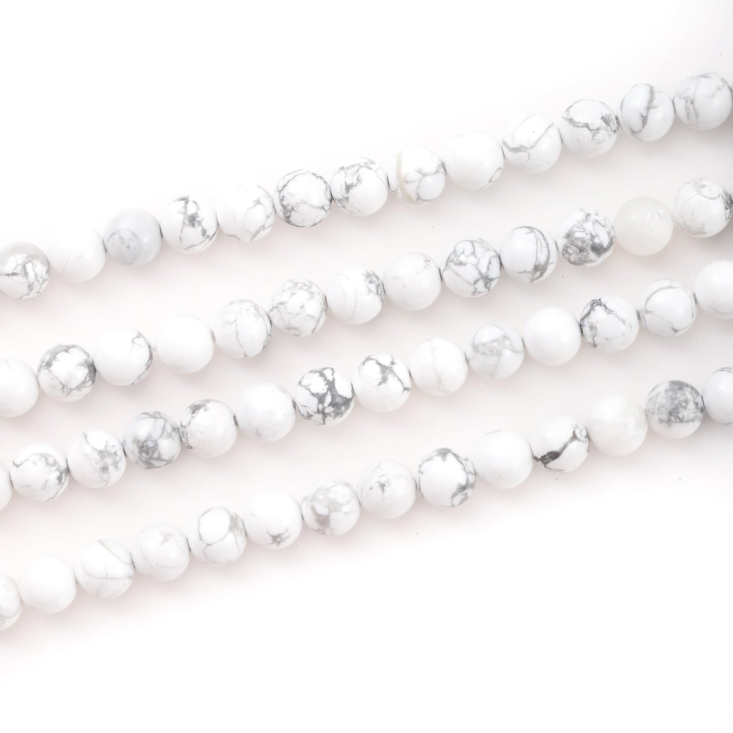 6mm 60pcs DIY Natural White Howlite Stone Beads Round Healing Crystal Gemstone Loose Beads for Jewelry Making Handmade Bracelet Necklace
