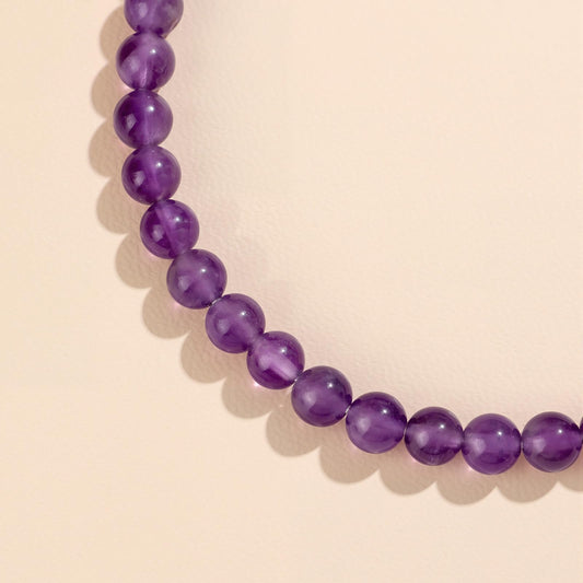 GolbalJew Natural Gemstone Beads Bracelets Healing Crystal Stone Beaded Bracelet for Women Men Handmade Spiritual Jewelry Gifts, 4mm Amethyst Round Beads
