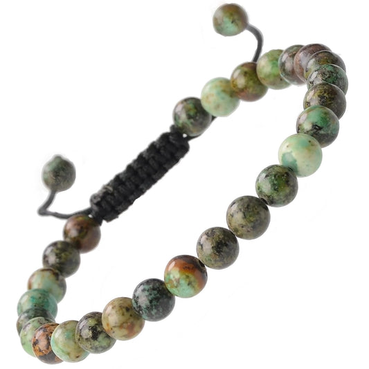 MASSIVE BEADS African Turquoise Bracelet, Wrist Mala Beads, Healing Crystals, Chakra Jewelry, New Beginnings - Emotional Balance - Personal Growth (African Turquoise, 6mm)