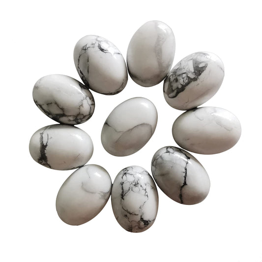 Loveliome 18x13mm Oval Cabochons Flatback Crystal Stone Gemstones Beads for Jewelry Making DIY Pack of 10, White Howlite Turquoise