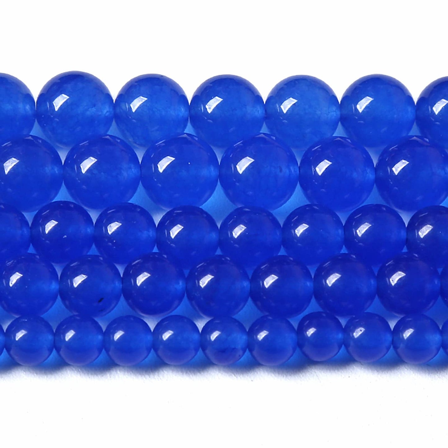 8MM 46PCS Deep Blue Chalcedony Natural Stone Loose Beads for Jewelry Making DIY Bracelet