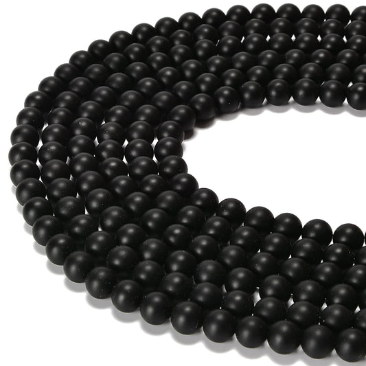 jodaying 10mm Black Onyx Matte Round Natural Gematone Loose Beads for Jewelry Making DIY 1 Strand 15"