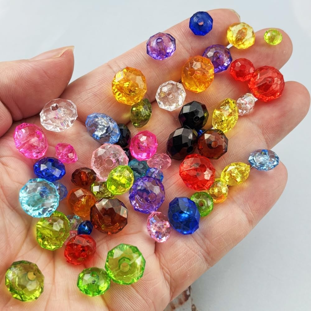 YHYPOCI 100pcs 12mm Acrylic Crystal Beads, Faceted Rondelle Acrylic Spacer Beads for Wind Chimes Bracelet Necklace Earring Keychain Jewelry Making DIY Crafts(Red)