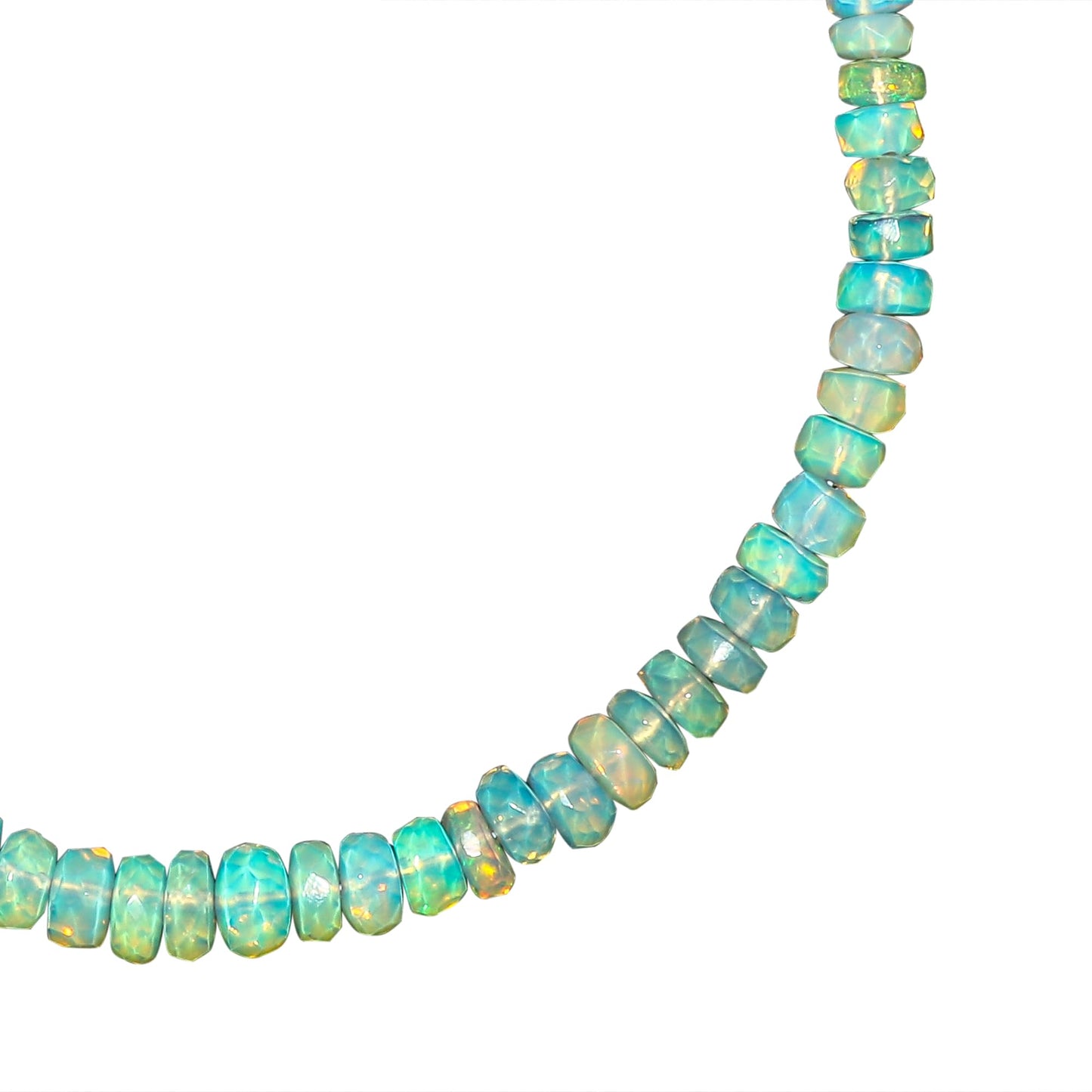 CRYSTALINES Natural Ethiopian Opal Gemstone Bolo Bracelet, Faceted Beads Stones, Handmade Boho Jewelry for Women, Healing Crystals, Silver Chain 6+4inch, October Birthstone, Trendy Gift