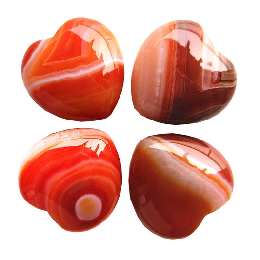 Loveliome 4 Pcs Natural Stripes Agate Love Heart Palm Stone Reiki Balancing Worry Stone(1 Inch)