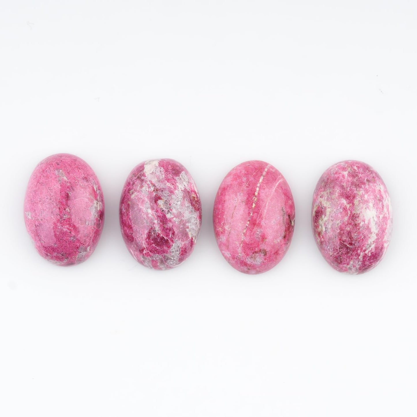 ColouredRocks (4 pcs. THULITE, Oval Shape, Natural Cabochon Crystals, Loose Gemstone, Wholesale Polished Supply, Jewelry Making, DIY Craft, Gem Collection (18X13mm approx.)