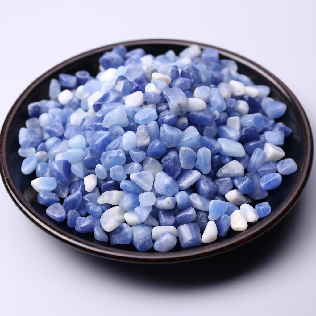 SigMntun Polished Blue Aventurine Crystal Chips 200 Pcs - 0.3" 10 oz Tumbled Stone Chips Crushed Sea Glass Stones Healing Reiki Crystal Making Home Decoration