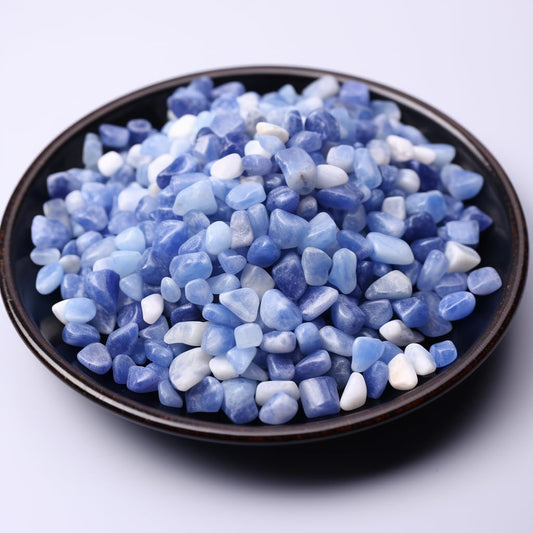 SigMntun Polished Blue Aventurine Crystal Chips 200 Pcs - 0.3" 10 oz Tumbled Stone Chips Crushed Sea Glass Stones Healing Reiki Crystal Making Home Decoration