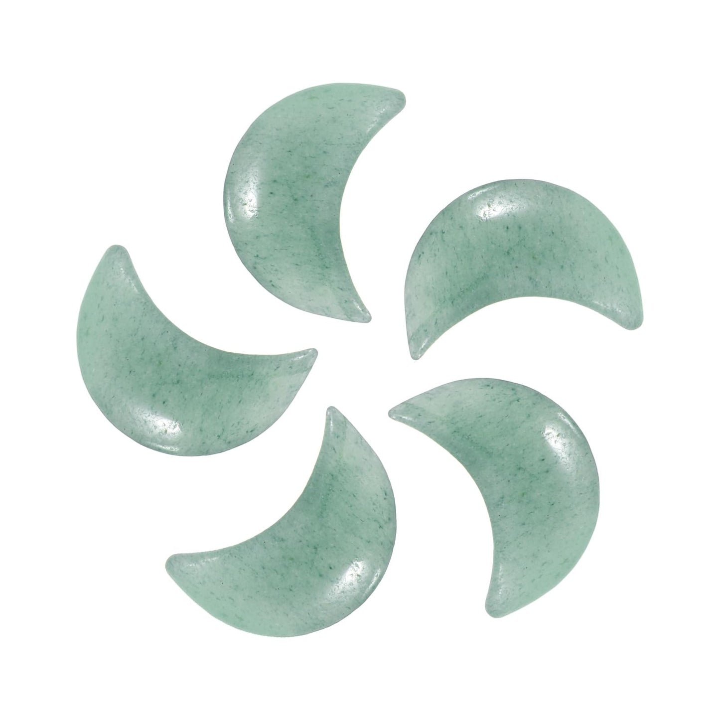 MECCANIXITY 5 Pcs Moon Crystal Worry Stone, 0.5 Inch Length Natural Emerald Green Moon Gemstone Bulk, Carved Pocket Stones for Meditation Balancing Pendant Decor