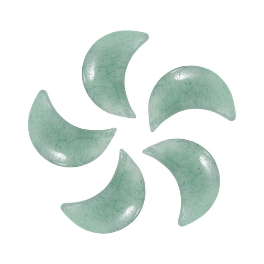 MECCANIXITY 5 Pcs Moon Crystal Worry Stone, 0.5 Inch Length Natural Emerald Green Moon Gemstone Bulk, Carved Pocket Stones for Meditation Balancing Pendant Decor