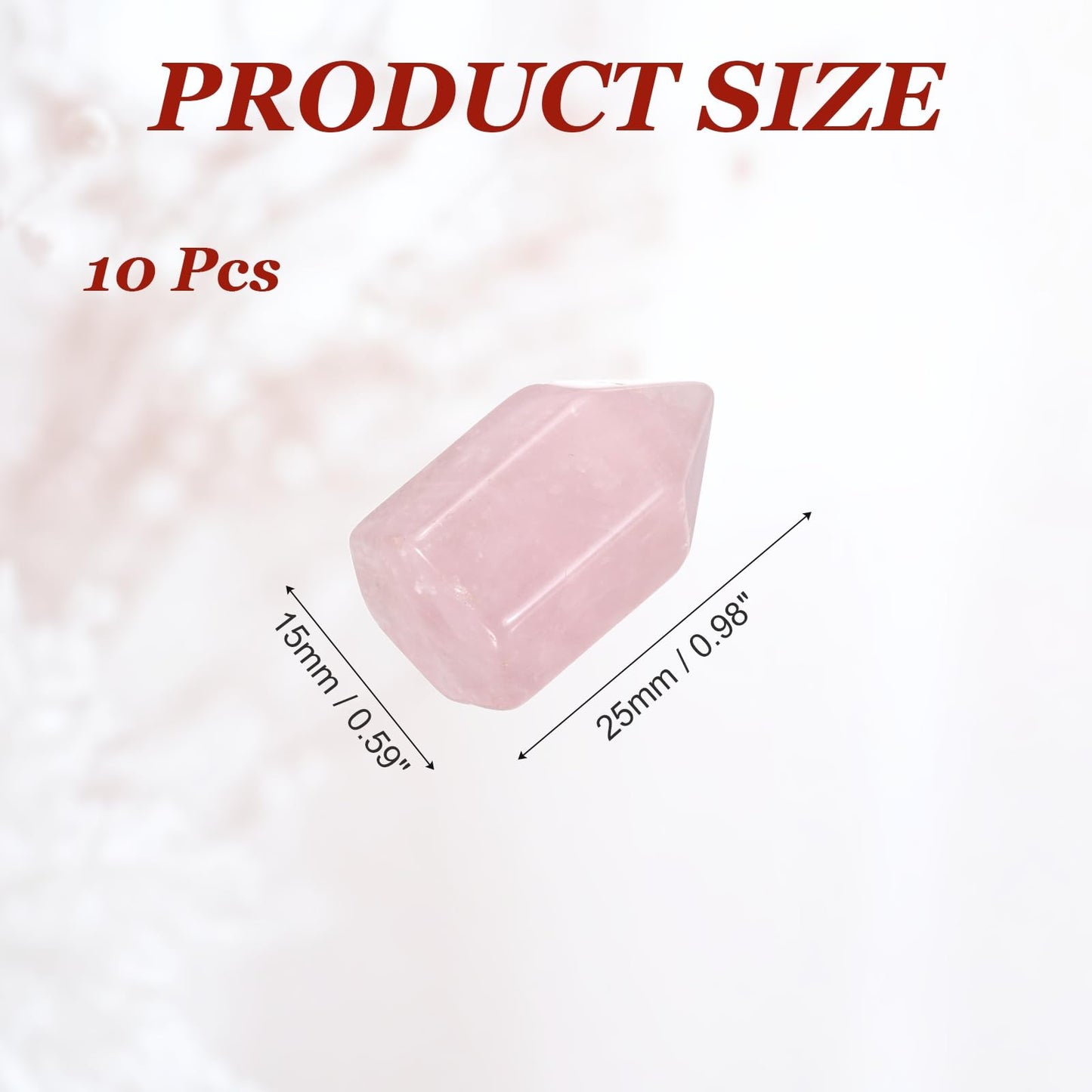 MECCANIXITY Crystals Wands Rose Quartz Hexagonal Faceted Single Points Towers Pocket Polished Stone Bulk for Energy Chakra Meditation Crystal Healing, 15 x 25mm (Pink),5Pcs