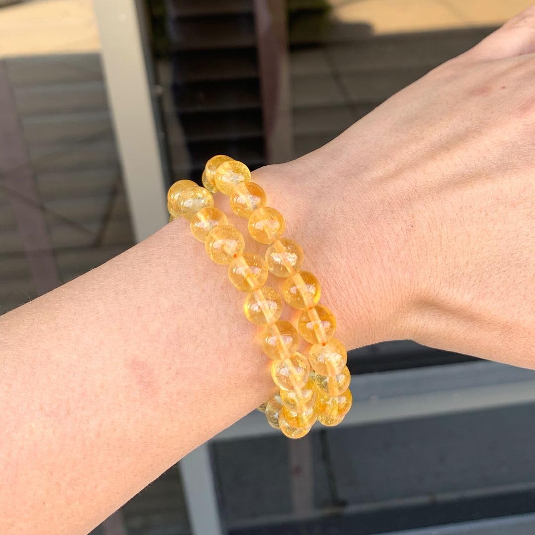 Adabele Real Natural Yellow Citrine Bracelet 8.5 inch Stretch Gemstone Beaded Bracelet Chakra Healing Crystal Stone Jewelry Women Mom Gift (Unisex) GB8-D27