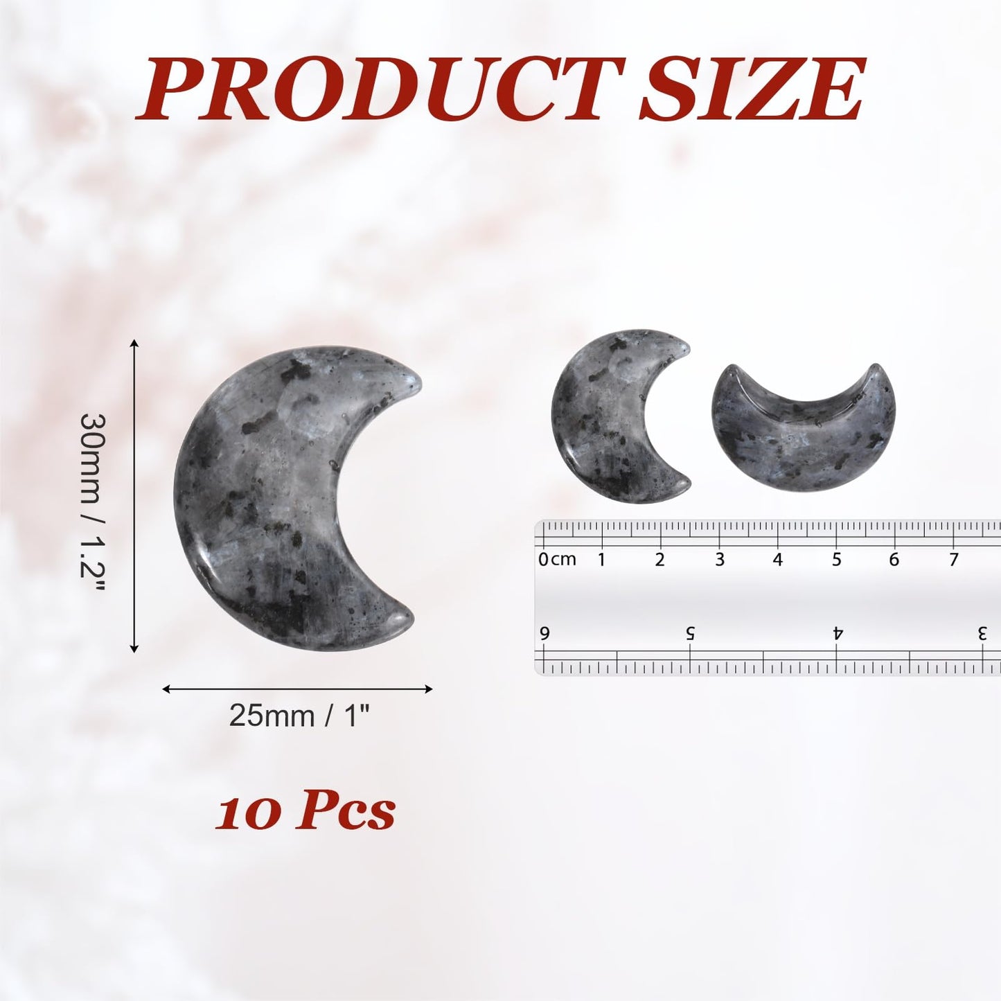 MECCANIXITY 10 Pcs Moon Crystal Worry Stone, 1.2 Inch Length Natural Labradorite Moon Gemstone Bulk, Carved Pocket Stones for Meditation Balancing Pendant Decor