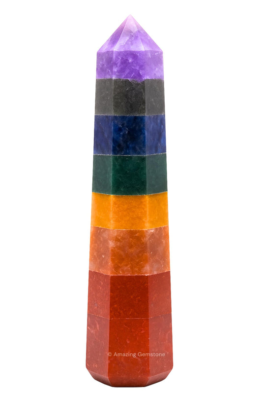 Amazing Gemstone Seven Chakra Crystal Towers ~ Natural Healing Crystal Point Obelisk for Reiki Healing and Crystal Grid (2" to 3" INCH)